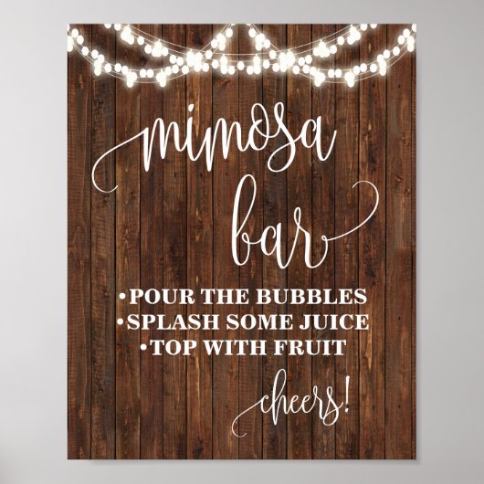 Mimosa Bar Sign Brautparty Western Wedding Poster (Vorne)