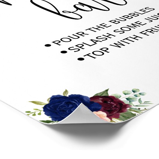 Mimosa Bar sign Bridal Polterabend Marsala Poster (Ecke)