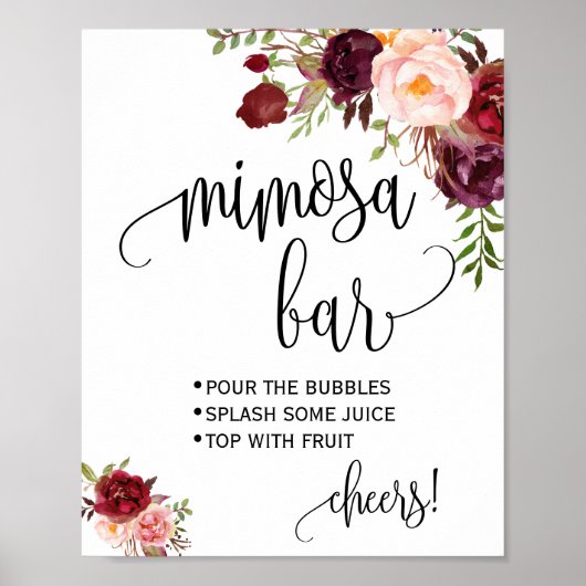 Mimosa Bar sign Bridal Polterabend Marsala Poster (Vorne)