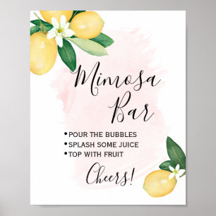 Mimosa Bar Sign Bridal Polterabend Pink Lemons Poster