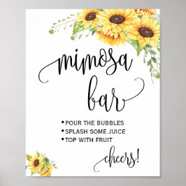 Mimosa Bar sign Bridal Polterabend Sonnenblumen Poster