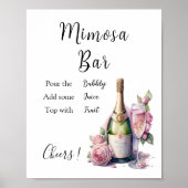 Mimosa Bar Sign Floral Champagne Brautparty Poster (Vorne)