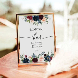 Mimosa Bar Sign für die Rose Burgund Sockelschild