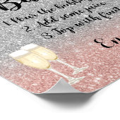 Mimosa Bar Sign | Moderner Silver Rose Gold Glitze Poster (Ecke)