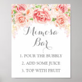 Mimosa Bar Sign Pink Aquarellfarben Blume Poster (Vorne)