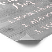 Mimosa Bar Sign Pink Wasserfarbe Blume Holz Poster (Ecke)