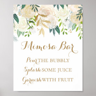 Mimosa Bar Sign Poster aus der Blume Gold und Weiß