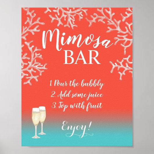 Mimosa Bar Sign | Riff Tropical Beach Coral Reef Poster (Vorne)