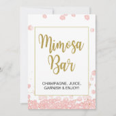 Mimosa Bar Sign | Rosa und goldenes Brautparty Einladung (Vorderseite)