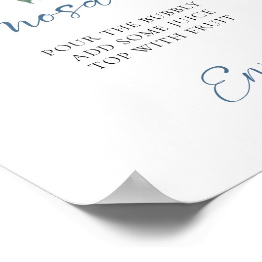 Mimosa Bar Sign Something Blue Brautparty Poster (Ecke)