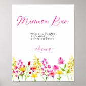 Mimosa Bar Sign Wildblumen Brautparty Poster (Vorne)