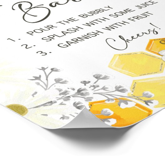 Mimosa Bar Sign Yellow Honey Bee Dusche Zeichen Poster (Ecke)