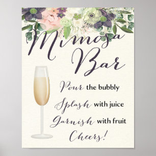 Mimosa Bar signieren Blumenrosa Lila Farbe Poster