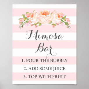 Mimosa Bar Signieren Rosa Blume Streifen Poster