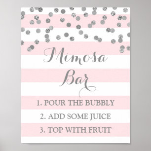 Mimosa Bar signieren Rosa Streifen Silver Confetti Poster