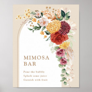 Mimosa Bar Tropisches Boho-Blumen-Schild Poster