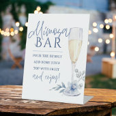 Mimosa Bar Watercolor Blauer Champagner Sockelschild