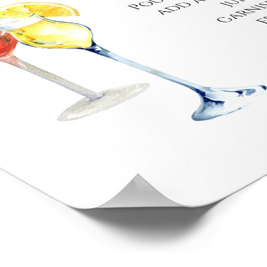 Mimosa Bar Wedding Bar Script Sign Poster (Ecke)