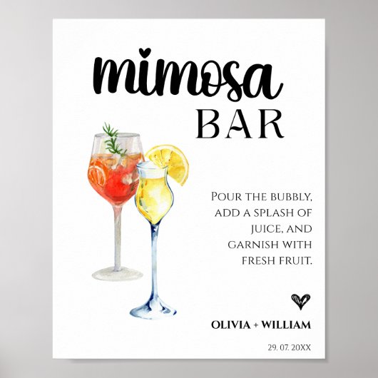 Mimosa Bar Wedding Bar Script Sign Poster (Vorne)