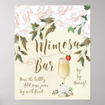 Mimosa Bar Wedding Sign Elfenbeinflorale