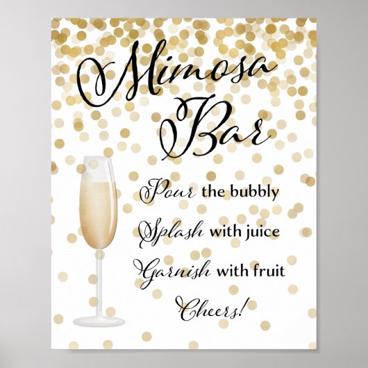 Mimosa Bar Wedding Sign Gold Poster (Vorne)