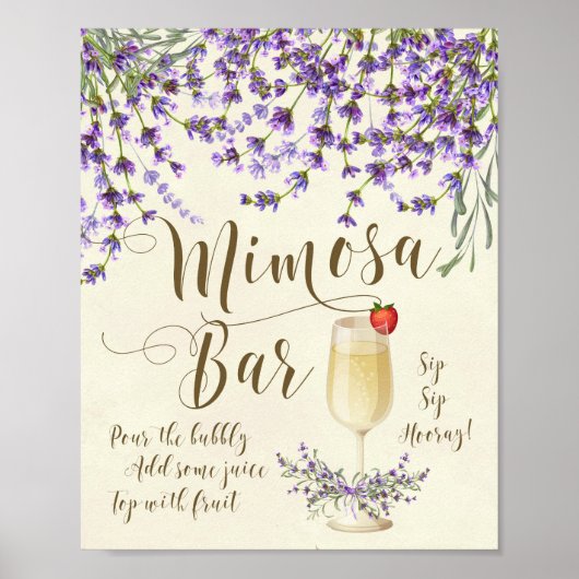 Mimosa Bar Wedding Sign Lilac lila Lavendel Poster (Vorne)