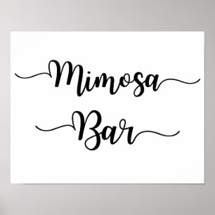 Mimosa Bar Wedding Sign   Moderne Kalligrafie Poster