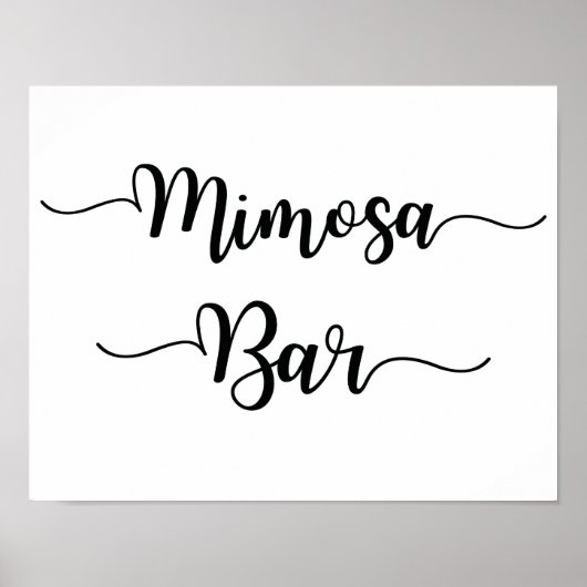 Mimosa Bar Wedding Sign | Moderne Kalligrafie Poster (Vorne)