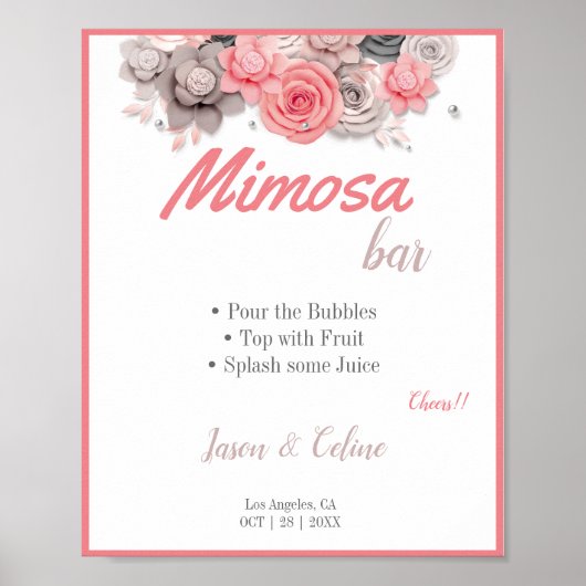 Mimosa Bar Wedding Sign Poster (Vorne)