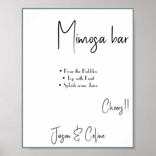 Mimosa Bar Wedding Sign Poster (Vorne)