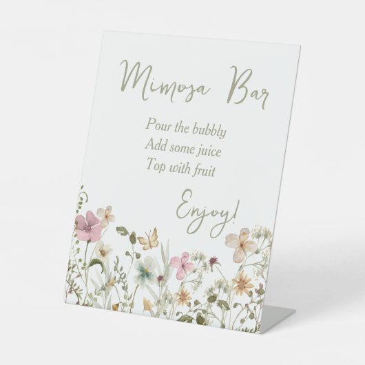 Mimosa Bar Wildblume Brautparty Sockelschild (Vorderseite)