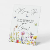 Mimosa Bar Wildblumen Schmetterlinge Brautparty Sockelschild (Vorderseite)