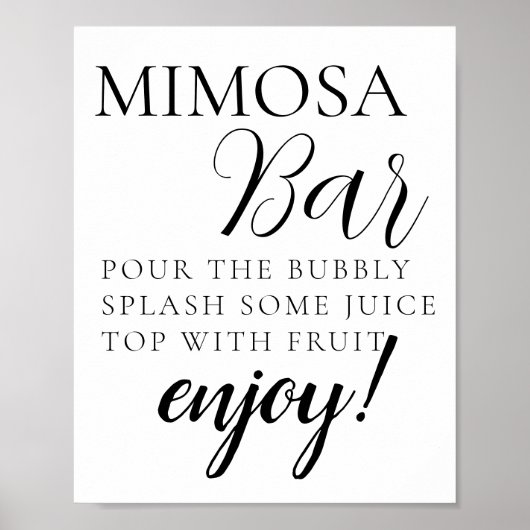 Mimosa-Bar-Zeichen für minimales Text-Script Poster (Vorne)