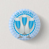 Mimosa Blue Champagne Glass Button (Vorderseite)