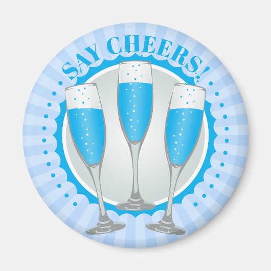 Mimosa Blue Champagne Glasses Magnet (Vorne)