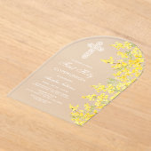 Mimosa-Blumenbogen Erstkommunion Acryleinladungen (Ablage )