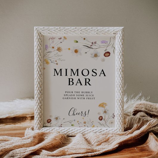 Mimosa Boho Wildblume Bar Wedding Sign Poster