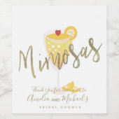 Mimosa Brautparty Vielen Dank Gold Yellow Weinetikett (Einzelnes Label)