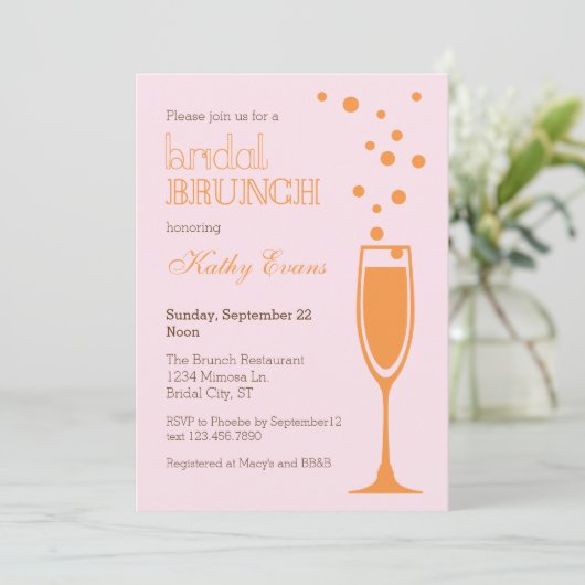 Mimosa Bridal Brunch Bridal Dusche Einladung (Stehend Vorderseite)