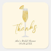 Mimosa Brunch Cocktail Brautparty Quadratischer Aufkleber (Vorderseite)