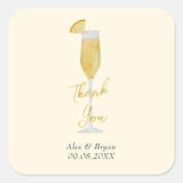 Mimosa Brunch Cocktail Gastgeschenk Hochzeit Quadratischer Aufkleber