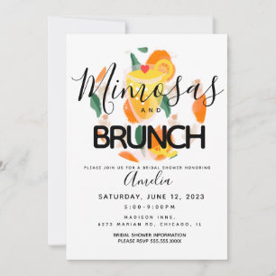 Mimosa Brunch Handgezeichnete Hochzeitsduscheinlad Einladung