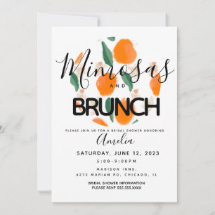 Mimosa Brunch Handgezeichnete Hochzeitsduscheinlad Einladung