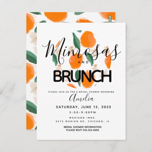 Mimosa Brunch Handgezeichnetes Brautparty Postkarte (Vorne/Hinten)