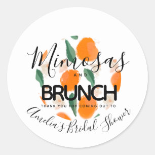 Mimosa Brunch Handgezeichnetes Brautparty Runder Aufkleber