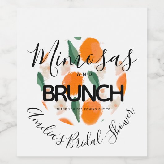 Mimosa Brunch Handgezeichnetes Brautparty Weinetikett (Einzelnes Label)