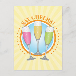 Mimosa Bunte Champagnergläser Postkarte
