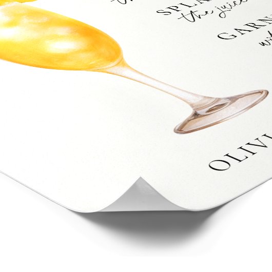 Mimosa Champagne Bar Drink Sign Poster (Ecke)