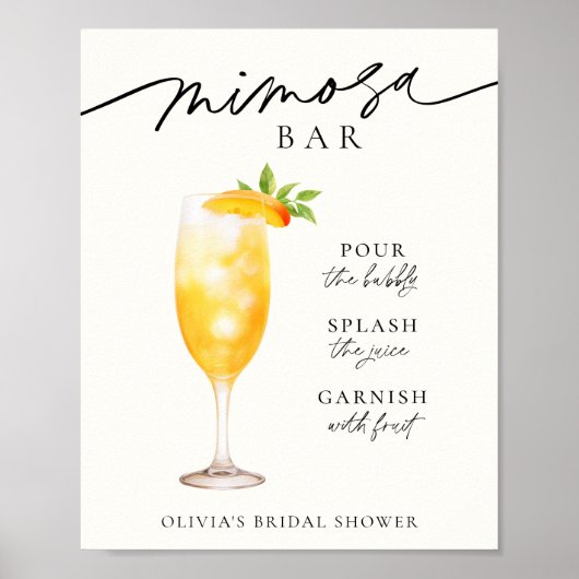 Mimosa Champagne Bar Drink Sign Poster (Vorne)