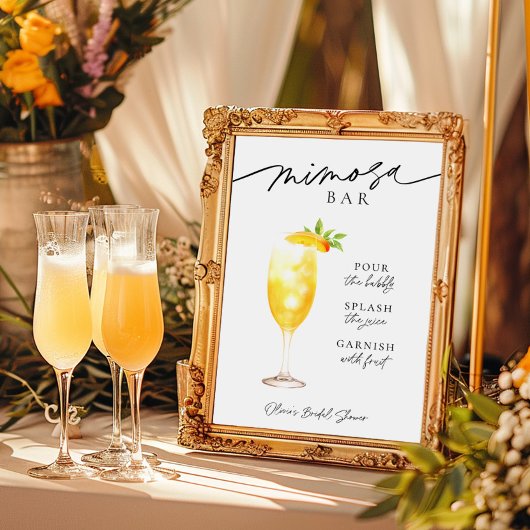 Mimosa Champagne Bar Drink Sign Poster